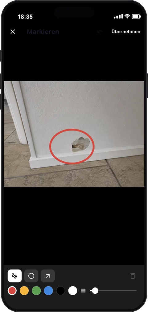 Mängel im Foto markieren