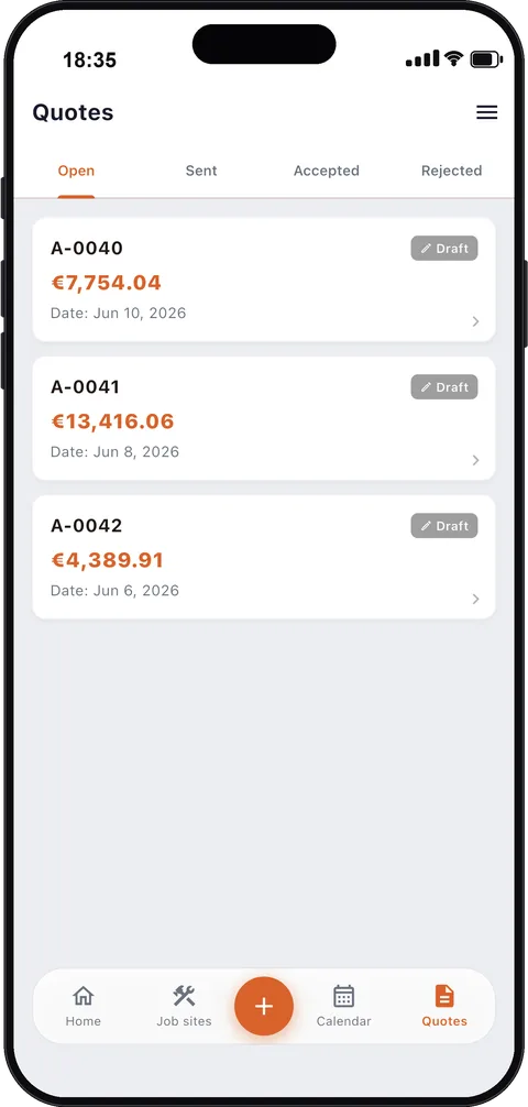 PDF quotes in the contractor app