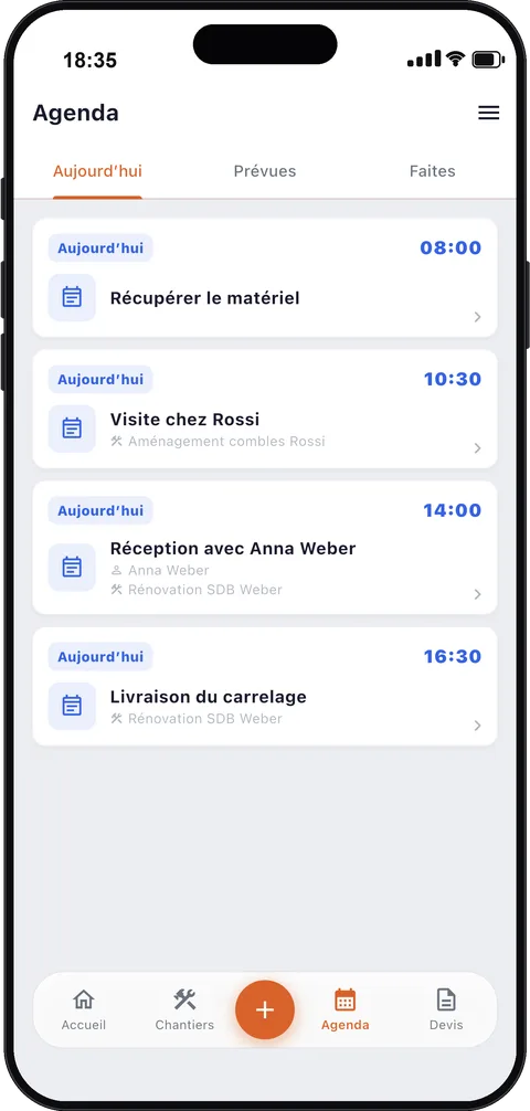 Calendrier de rendez-vous pour artisans