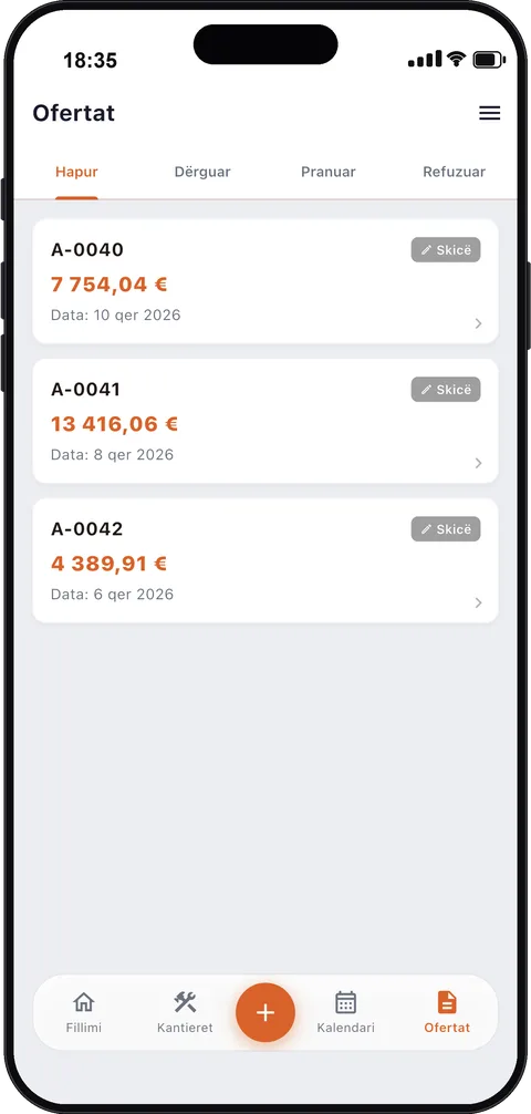 Oferta PDF në aplikacionin për mjeshtra